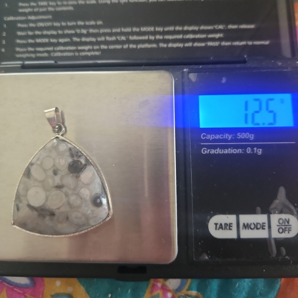 Sterling Silver Ocean Jasper Triangular Pendant 2" - image 6